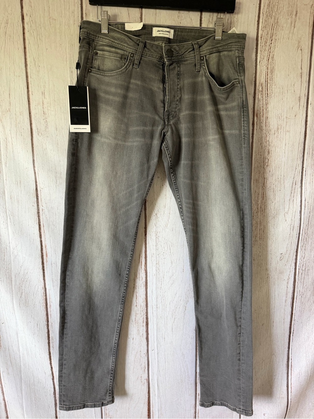 Jack & Jones JJIGLENN JJORIGINAL Grey Denim Slim Fit Jeans Size 32x32